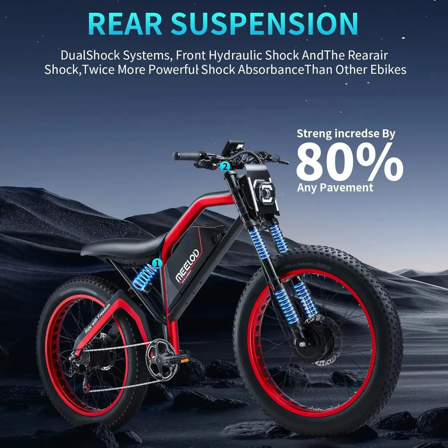 MEELOD XT600DL  adult E-bike 1000W*2 52V25Ah battery commute Electric Bike,26-inch Fat Tire E-Mountain bike