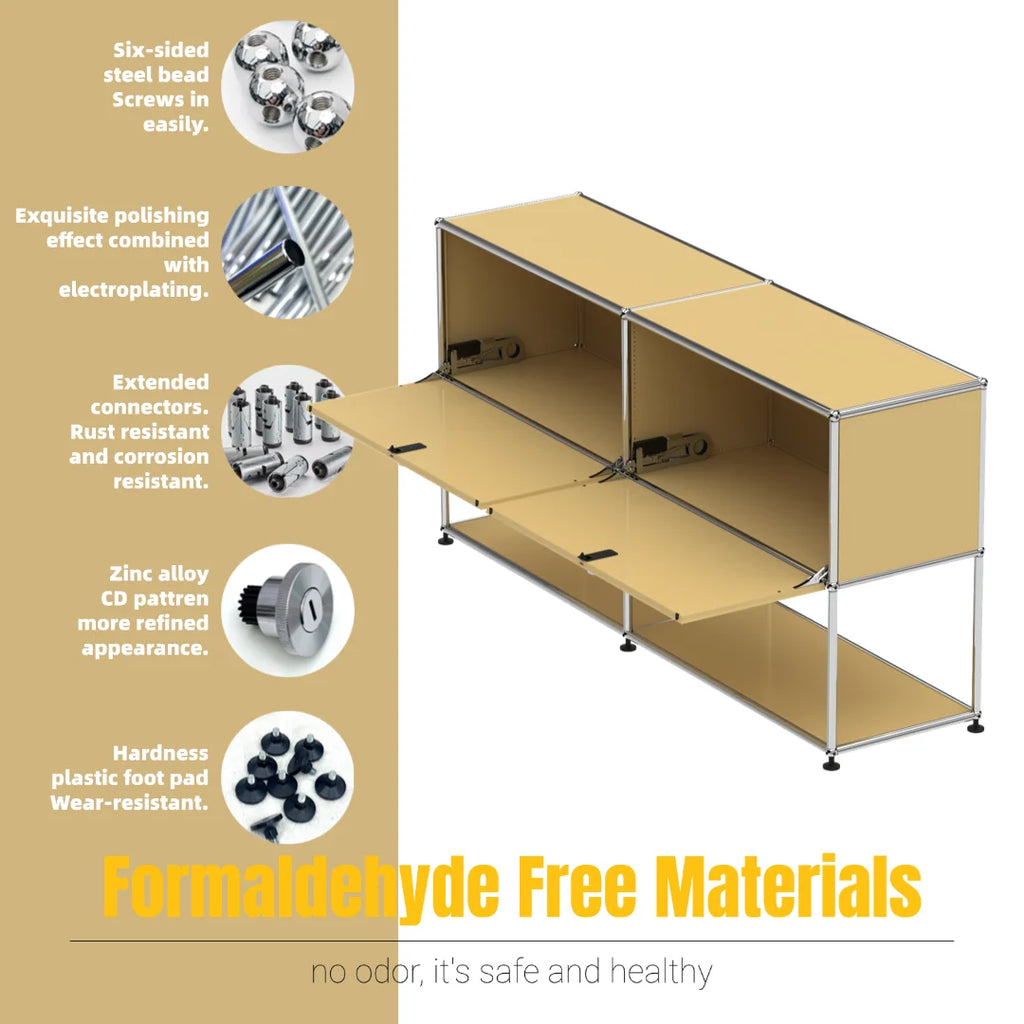Hot-Seller | Minimalist Steel Storage Side Cabinet｜Slim Profile Flip Door Unit for Hallway | Flip-Top Cabinet for Living Room