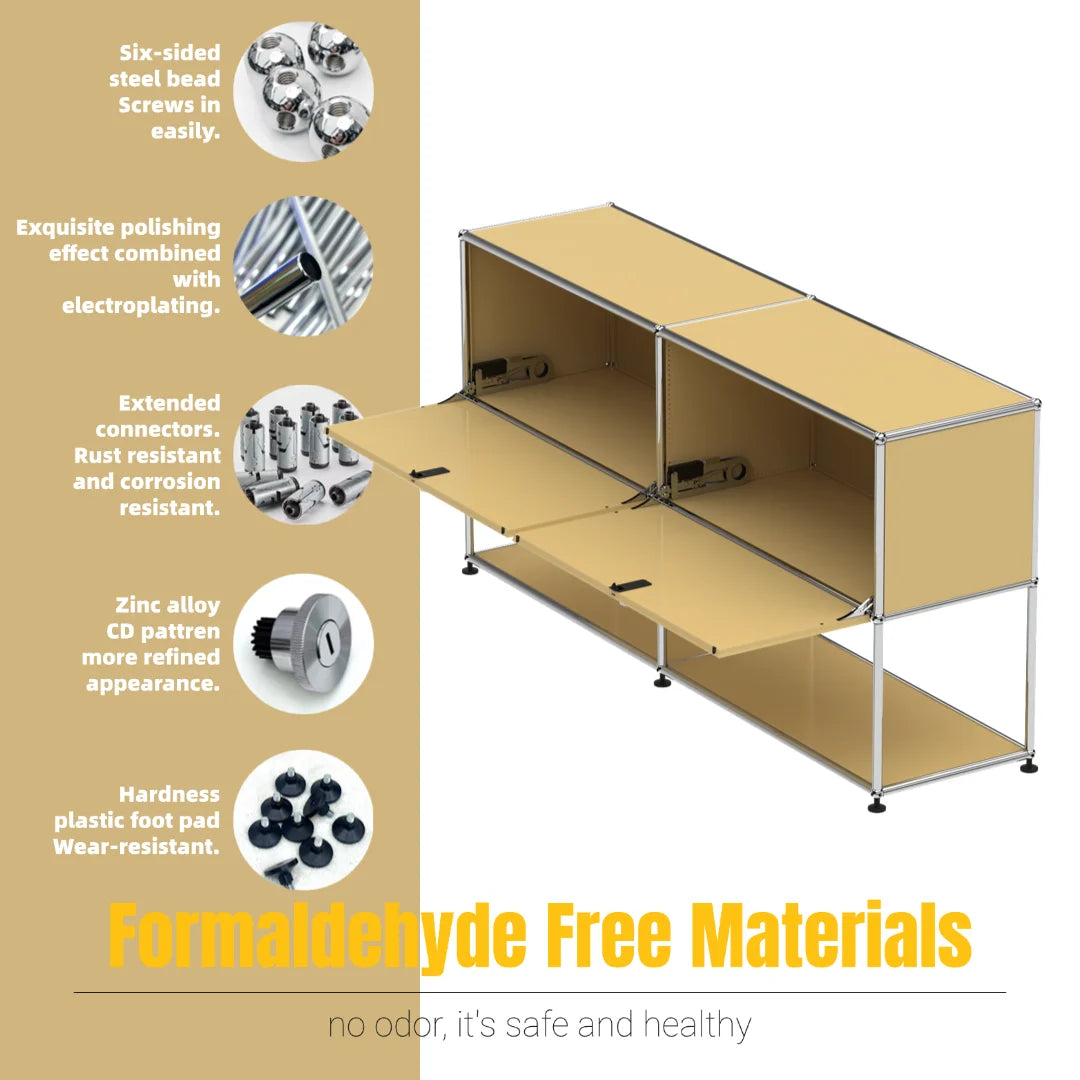 Hot-Seller | Minimalist Steel Storage Side Cabinet｜Slim Profile Flip Door Unit for Hallway | Flip-Top Cabinet for Living Room