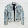 HKSH Spring Autumn New Men Trend Ripped Frayed Denim Patchwork Jacket Elastic Waist Wide-Leg Pants Fashion Two-Piece Set HK16899