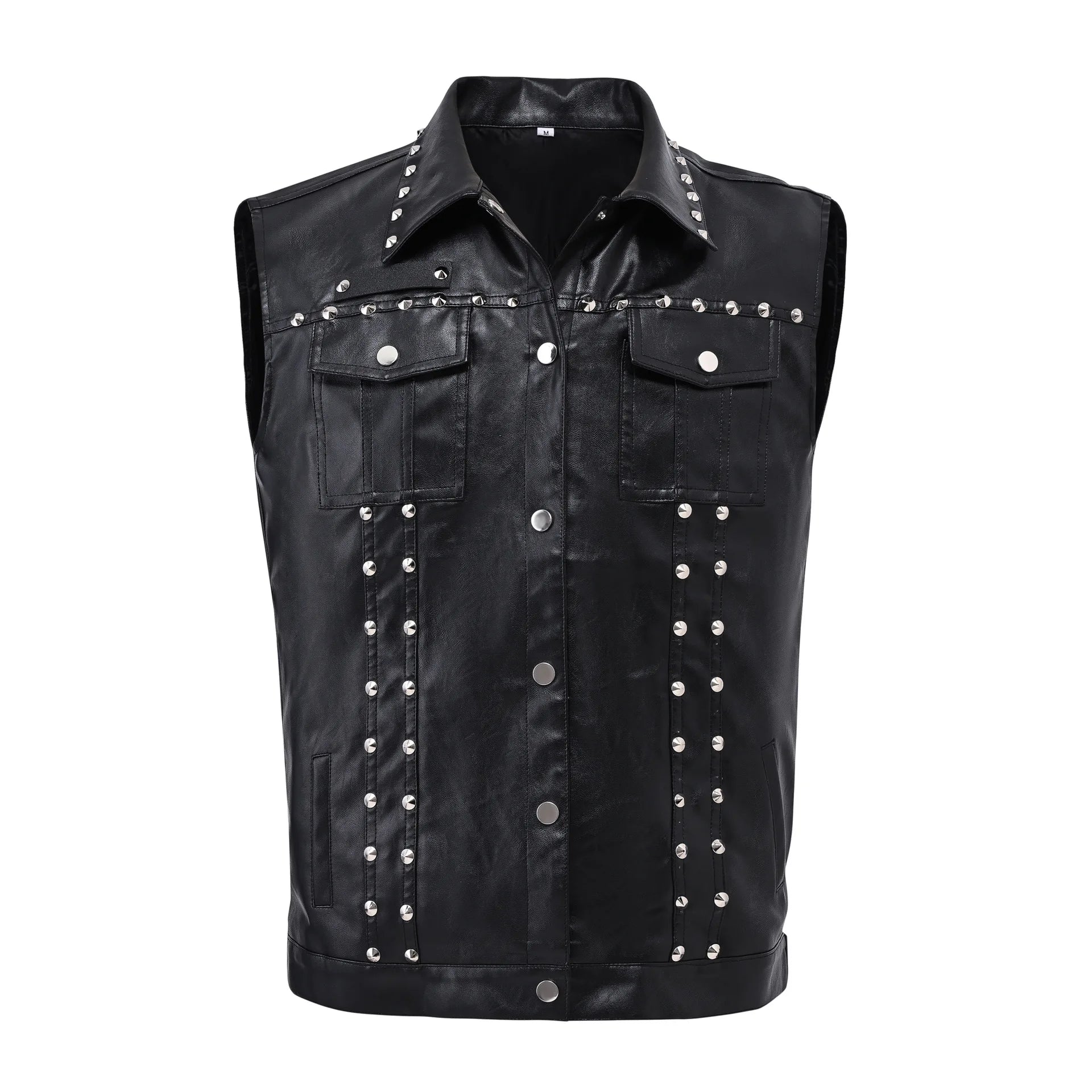 Men's summer style jacket with slim fit, stylish and cool, with metal studs, sleeveless tunic-style pullover, trendy jacket