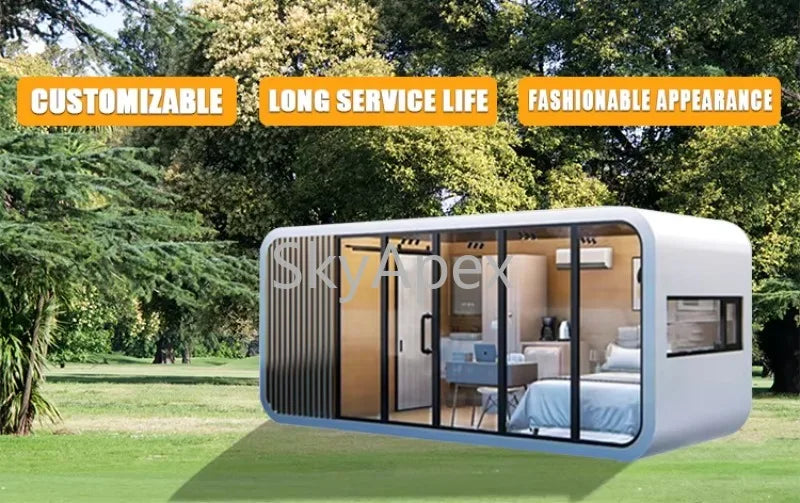 ISO CE Certified Customizable Modular 20ft Smart Apple Cabin Container House with Bathroom Movable Hotel  Use  Windproof  Stable