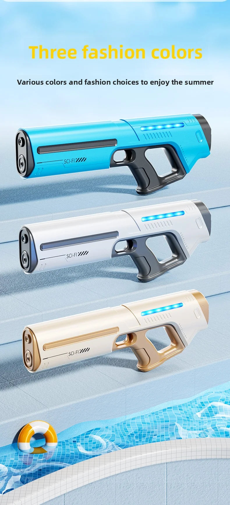 Children's Fully Automatic Water Storage Gun Large Capacity Electric Water Absorbing Toy Gun Summer Outdoor Water Toy Gift