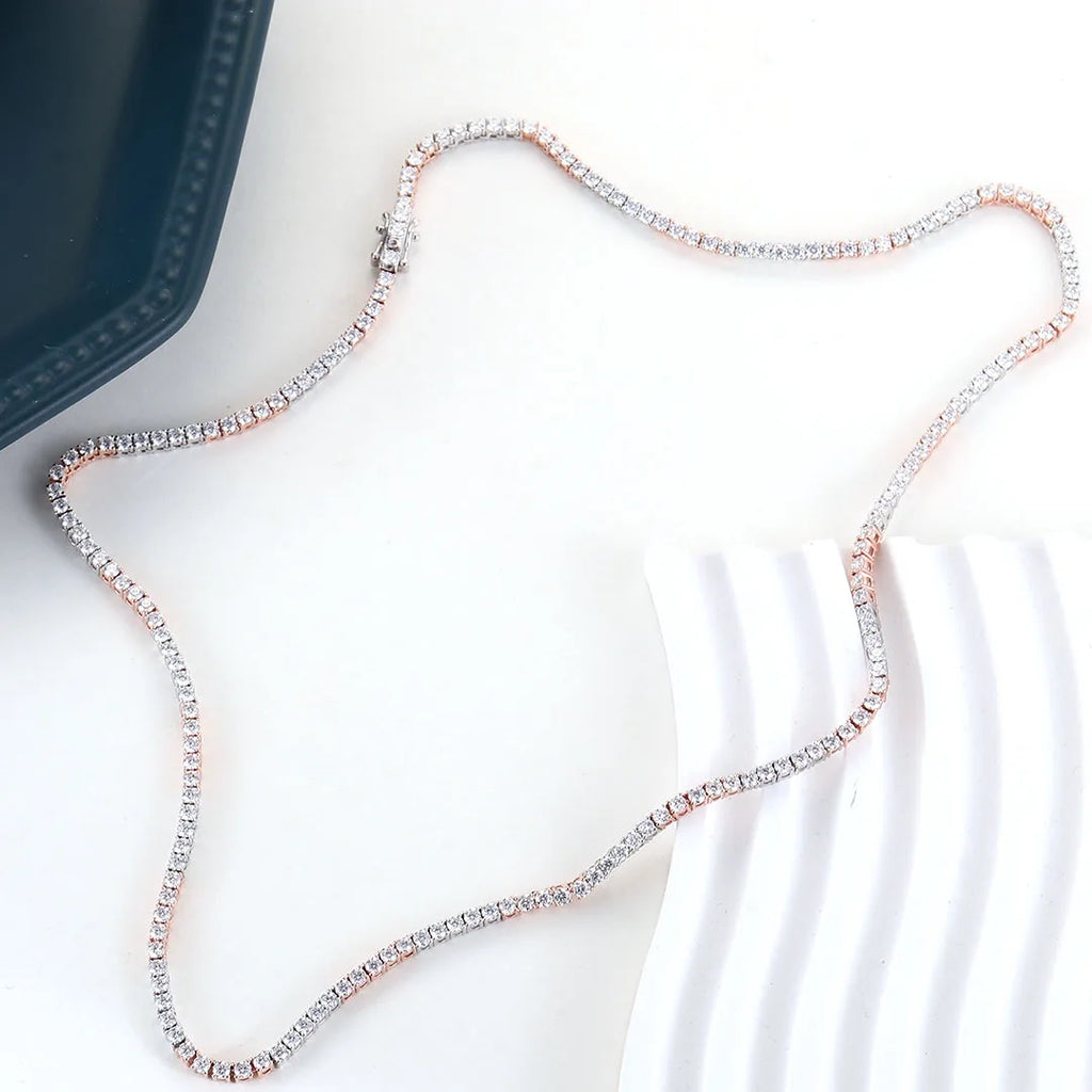 Provence Luxury Tennis Necklace 20In Rose White Gold DEF/VS Lab Diamonds Hip Hop Choker Punk Party jewelry Women Men Custom