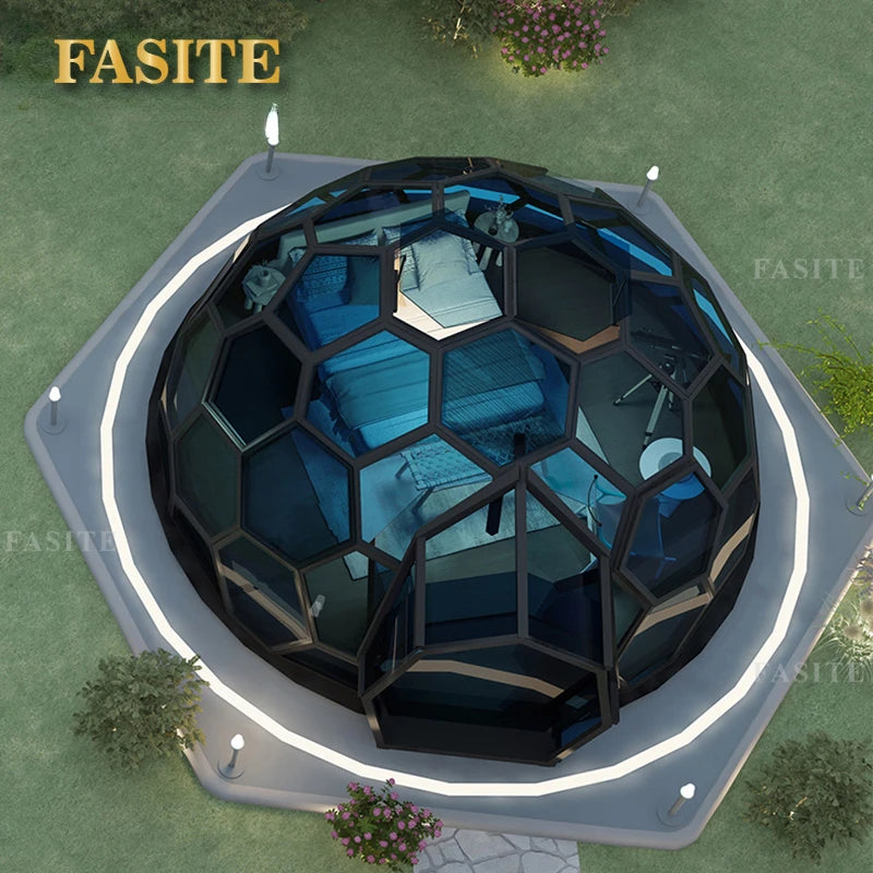 Customized Design 6M Outdoor  Luxury Hotel Resort Igloo Ball Geodesic Geo Dome Glass House Shaped Dome Tent