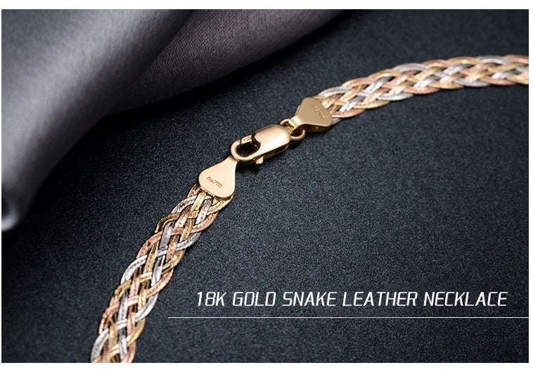 Necklace For Women Men Unisex 18K Pure Gold Weaving Chain Flat wide chain Knitted Chains Necklace Choker Vintage Collares Mujer