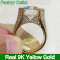 Custom Real 9K Yellow Gold Ring Men Engagement Anniversary Party Wedding Ring Round Moissanite Diamond Luxury 6 7 8 9 10 Carat