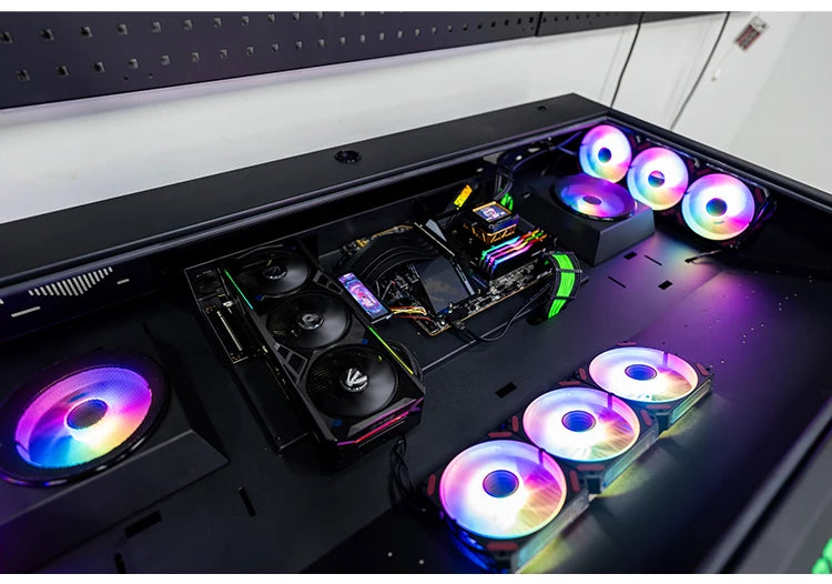 btooer Computer Case All-in-One Desk Cool Sci-fi Water Cooling Irregular Built-in Fully Transparent Large Case E-sports