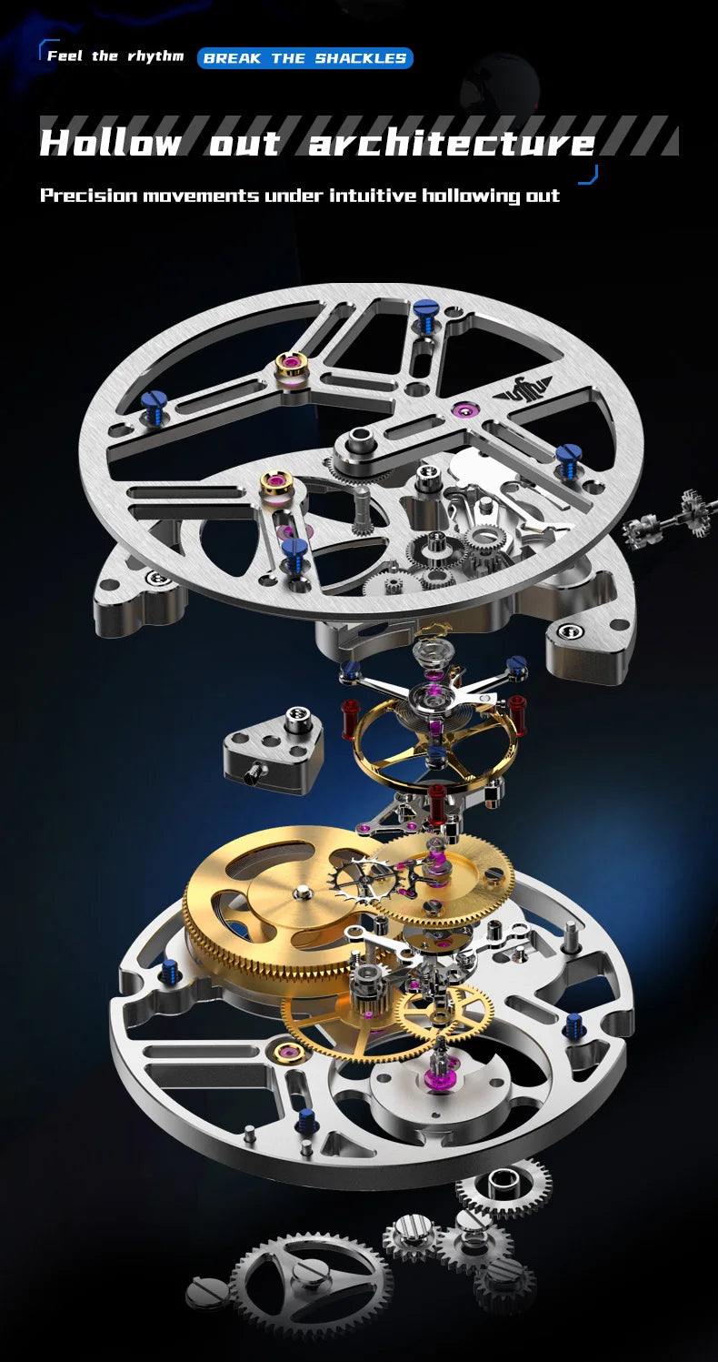 OUPINKE 8003 Tourbillon Watch Luxury Brand Automatic Mechanical Watch Original Waterproof Silicone Men's Watch Reloj Hombres