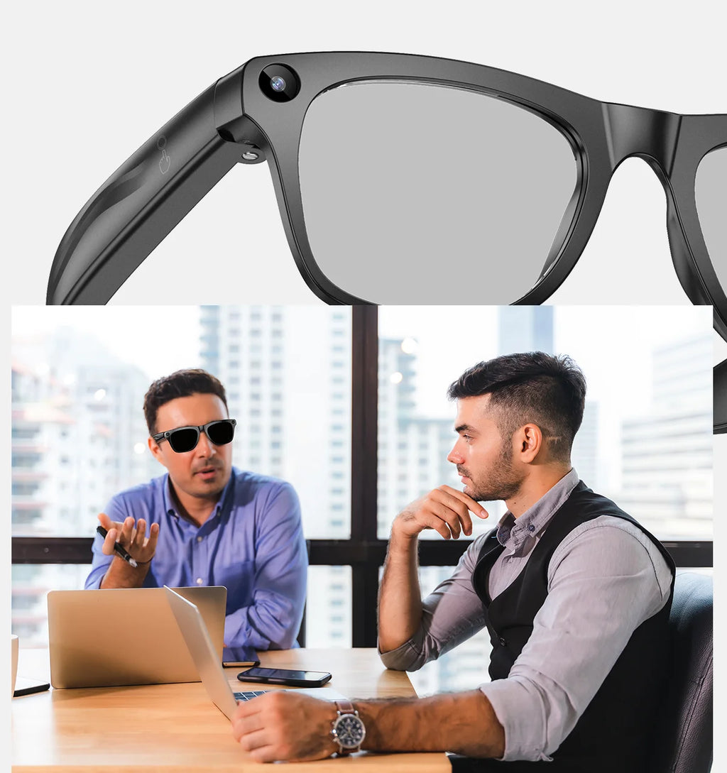 Smart Glasses 100W Camera Anti-shake Video Recording Music Control Photo Recognition Bluetooth Call Sports Sunglasses Waterproof