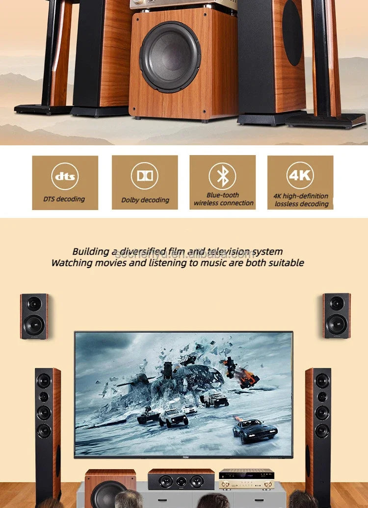 SoundHot Selling 5.1 Home Theater System Wooden Box Powerful Sound Karaoke Speaker Home Theatre Systems