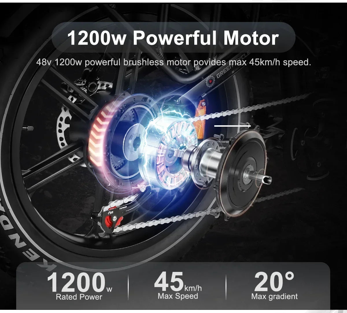 Full suspension mountain Electric Bicycle 1200W motor city folding Electric BIke 48V17AH battery 20*4.0 fat tire snow E-Bike