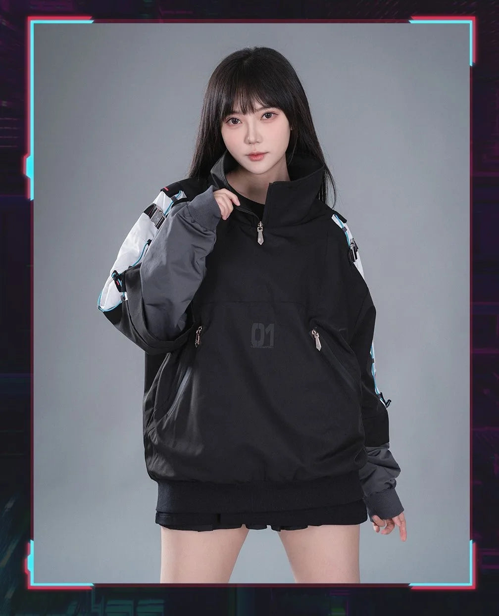 Moeyu Hatsune Miku Men Women Sweashirt Stand-up Collar Jacket Coat Male Fake Two Pieces T-shirt Vocaloid Cosplay Costume Casual