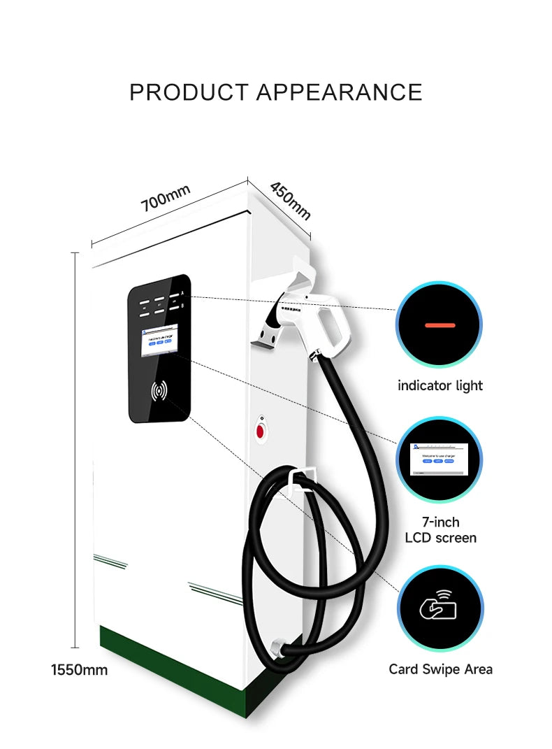 Floor Mount EV Charger Pile DC Dual Guns 60KW Electric Vehicles Charging Station for Commercial Use