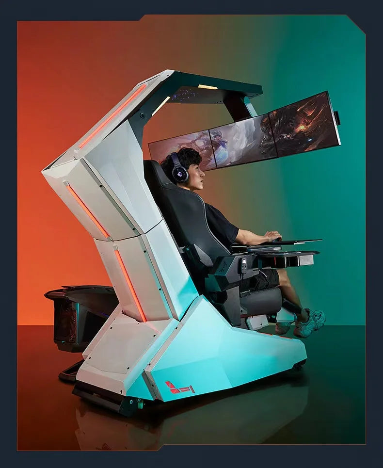 Imperator R1 Pro Recline zero Gravity Gaming Cockpit Massage Speaker Monitor Adjustable RGB Chair Workstation Computer Cockpit