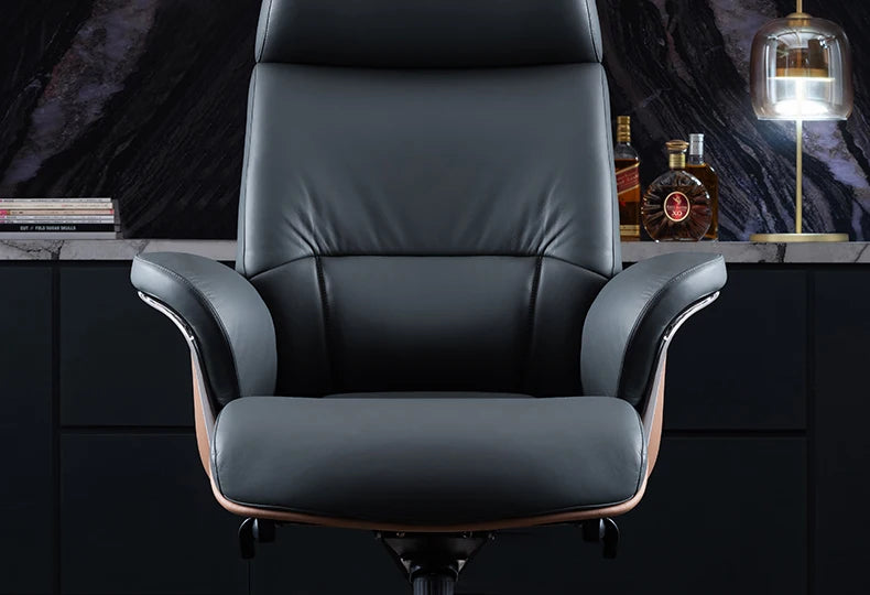 Italian Light Luxury Chiar Leather Boss Office Cowhide Comfortable President Chair Swivel Computer Silla Oficina Furniture