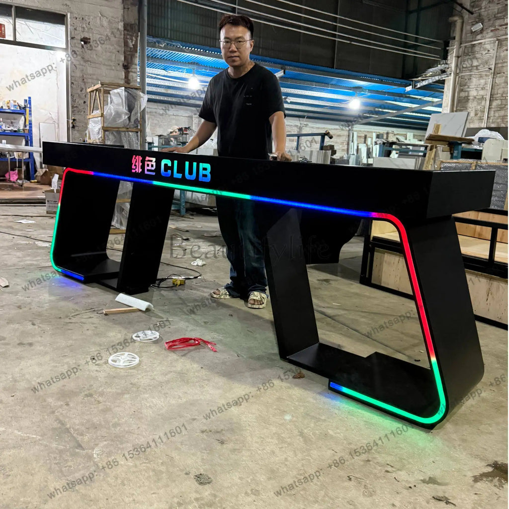 yj9 KTV bar DJ table DJing table Slow shake bar Voice-activated LED light-emitting disc player shelf can be moved