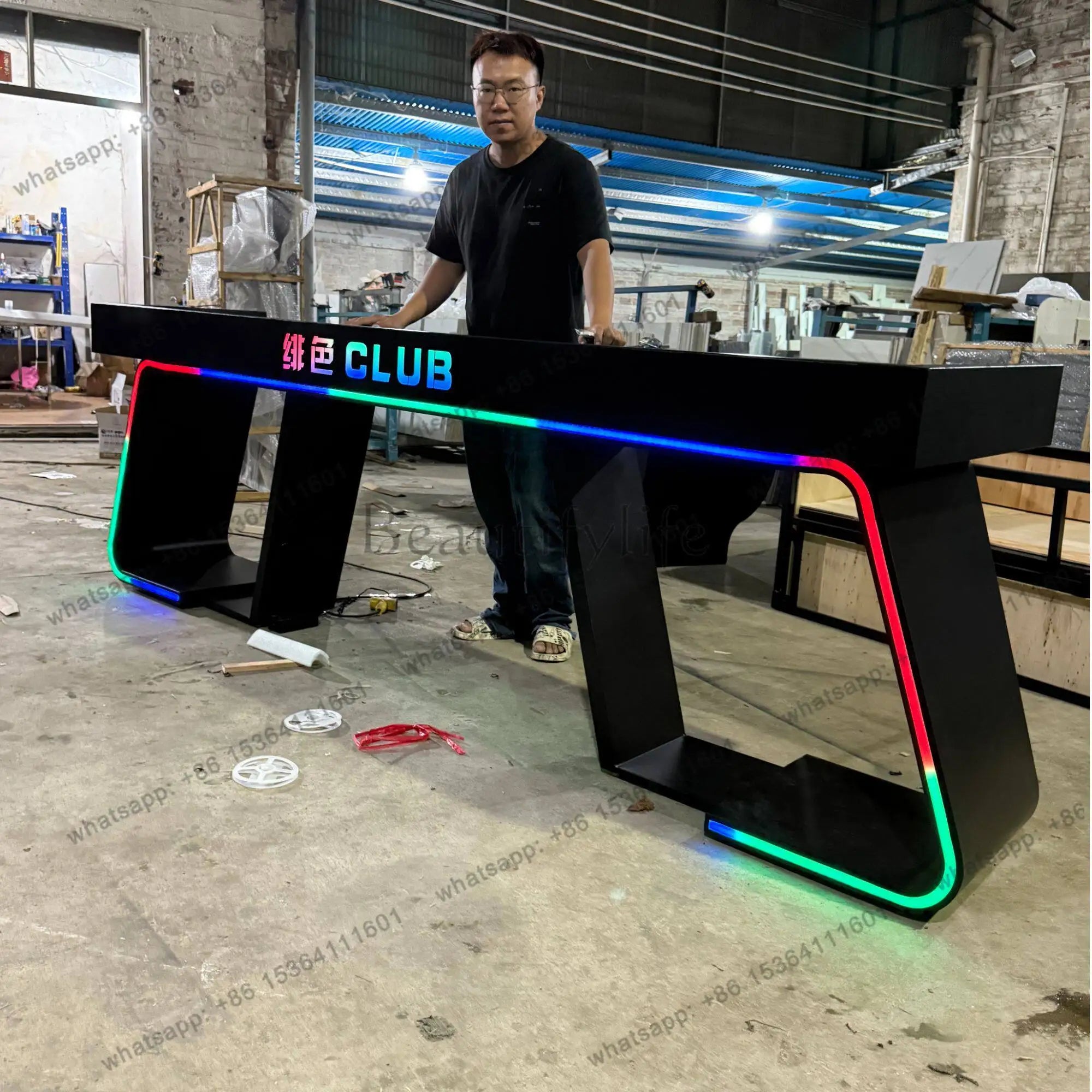 yj9 KTV bar DJ table DJing table Slow shake bar Voice-activated LED light-emitting disc player shelf can be moved