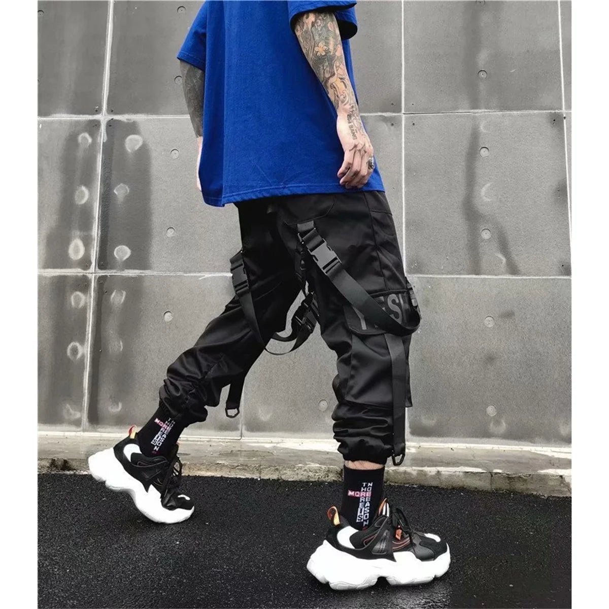 Techwear Cargo Pants Men Y2k Clothes Gothic Punk Harajuku Anime Streetwear Joggers Men's Pants Military Casual Harem Pants