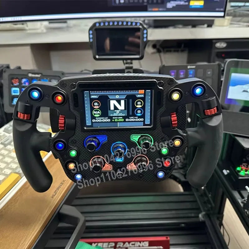 PC Formula Steering Wheel Racing Simulator Steering Wheel Carbon Fiber Steering Wheel with 4.3" Display For Simagic FX PRO