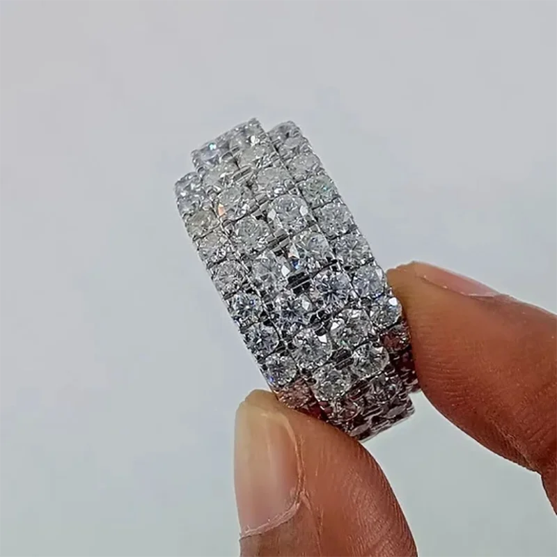 Men's Wedding Gift Band Ring Lab Grown Diamond 2.7CTW Round Shape DEF VS-VVS Diamond Men Ring In Platinum 950