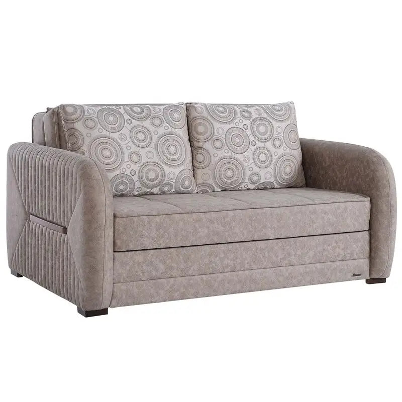 Convertible Loveseat with Storage, Upholstered, Beige, Ideal for Small Spaces, Modern Design, Comfortable Seating, Versatile