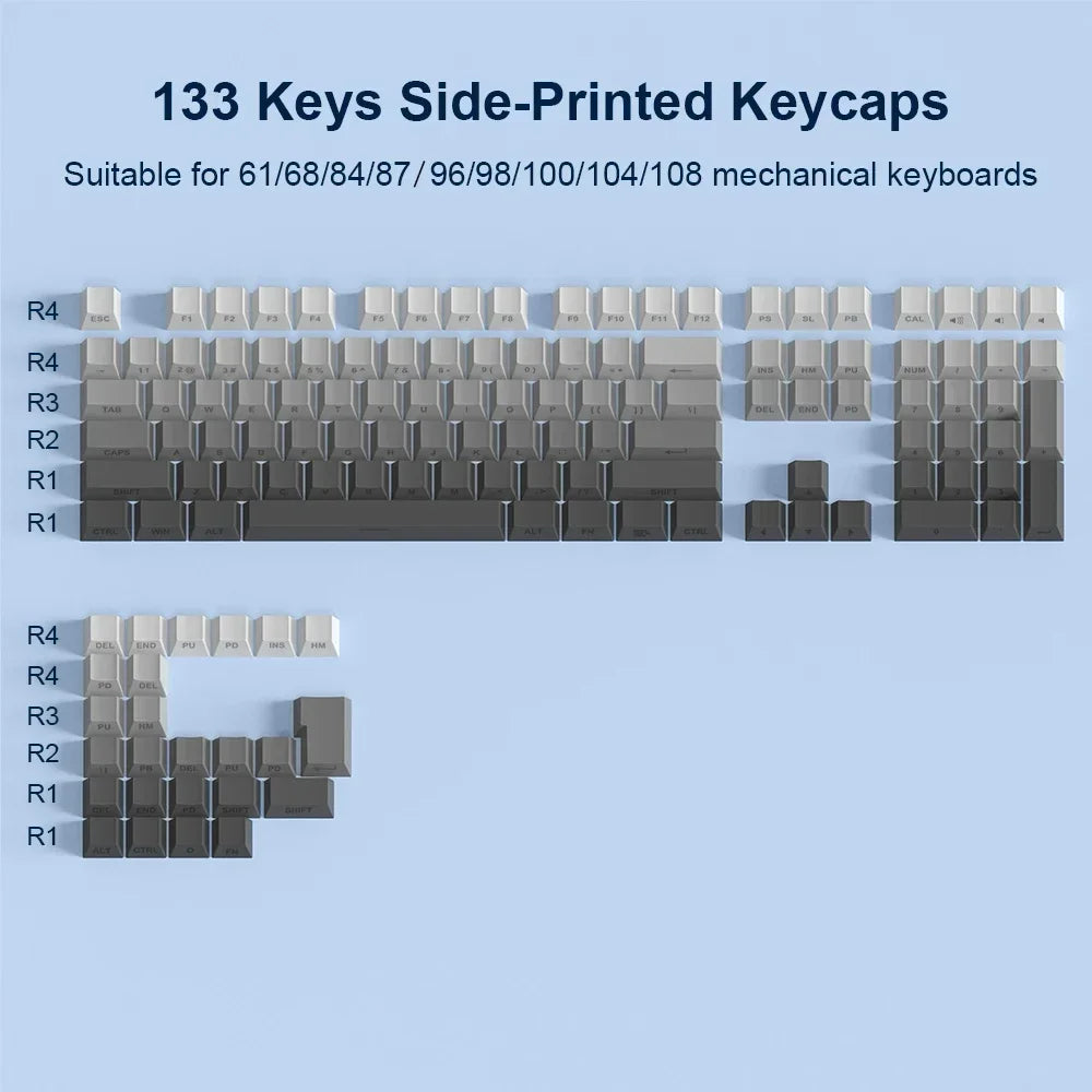 2025 New Original Daylight Cherry Keycaps PBT Translucent Gradient Color Side Engraving Personalized for MX Mechanical Keyboards