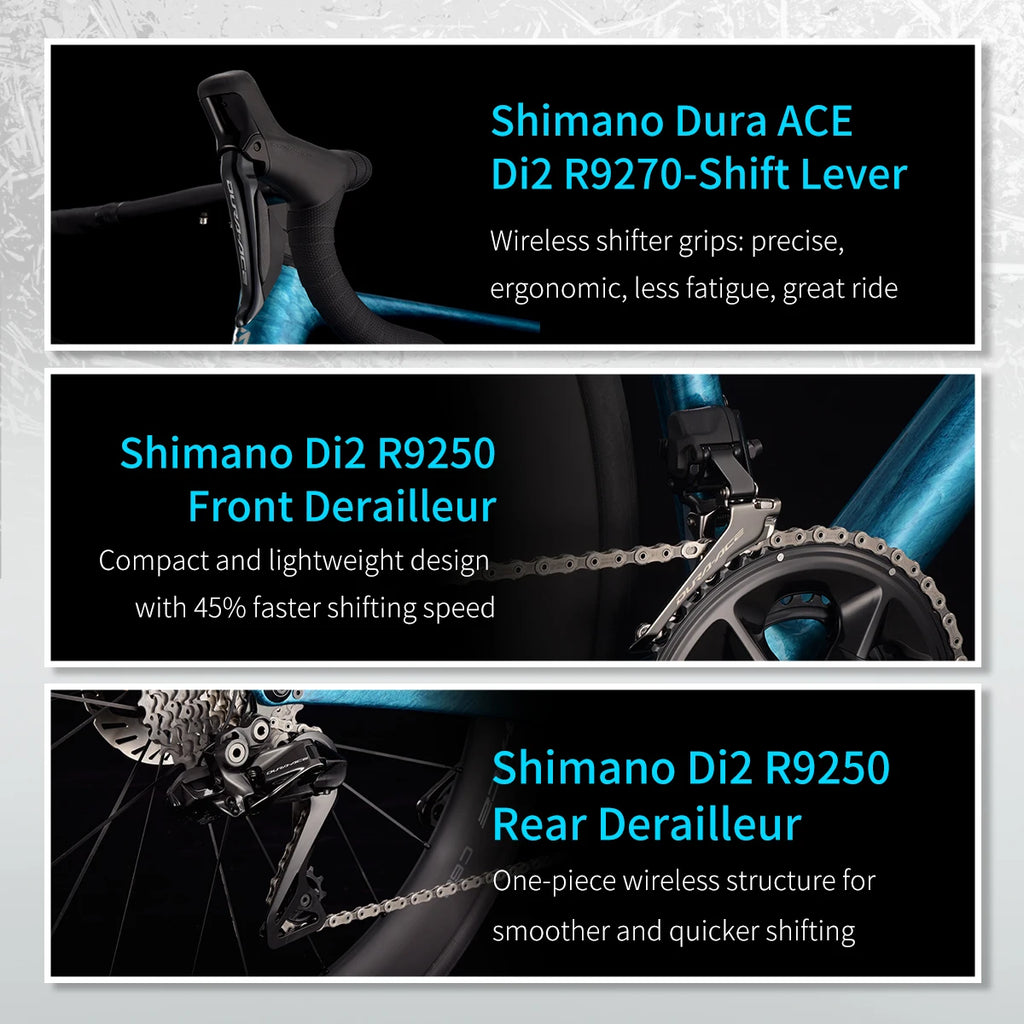 SAVA AEROX SLR9 Full Carbon Fiber Electronic Shift Road Bike with SHIMAN0 Di2 9270 Kit CP-BORA WTO B45 Rims