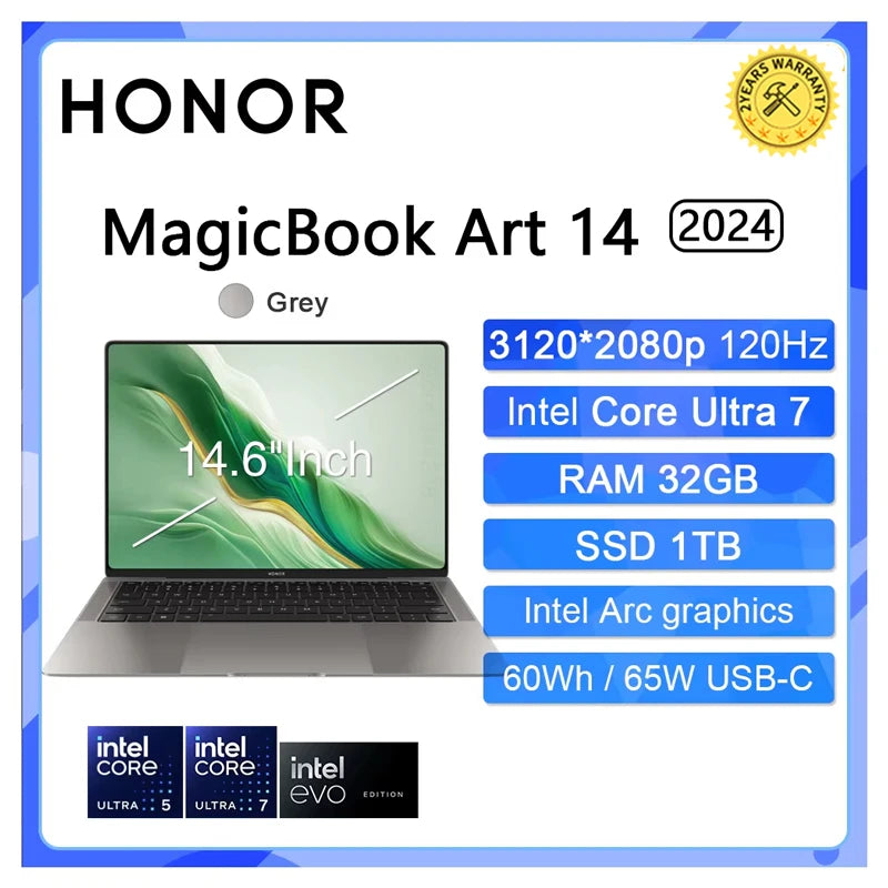 HONOR Laptop MagicBook Art 14 OLED Touchscreen Intel Ultra 5 Ultra 7 Computer PC Notebook Ultrabook 3.1K 120Hz