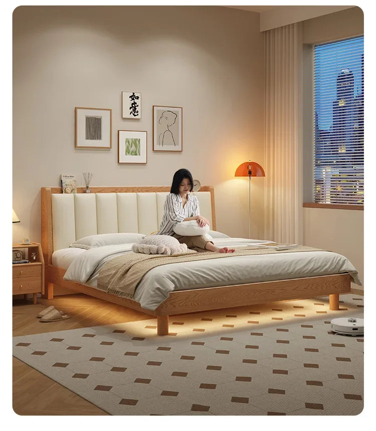 Elegant Headboard Bed Frame Double Wood Simple King Queen Bed Frame Nightstands Modern Cama Moderno Lujo Bedroom Furniture