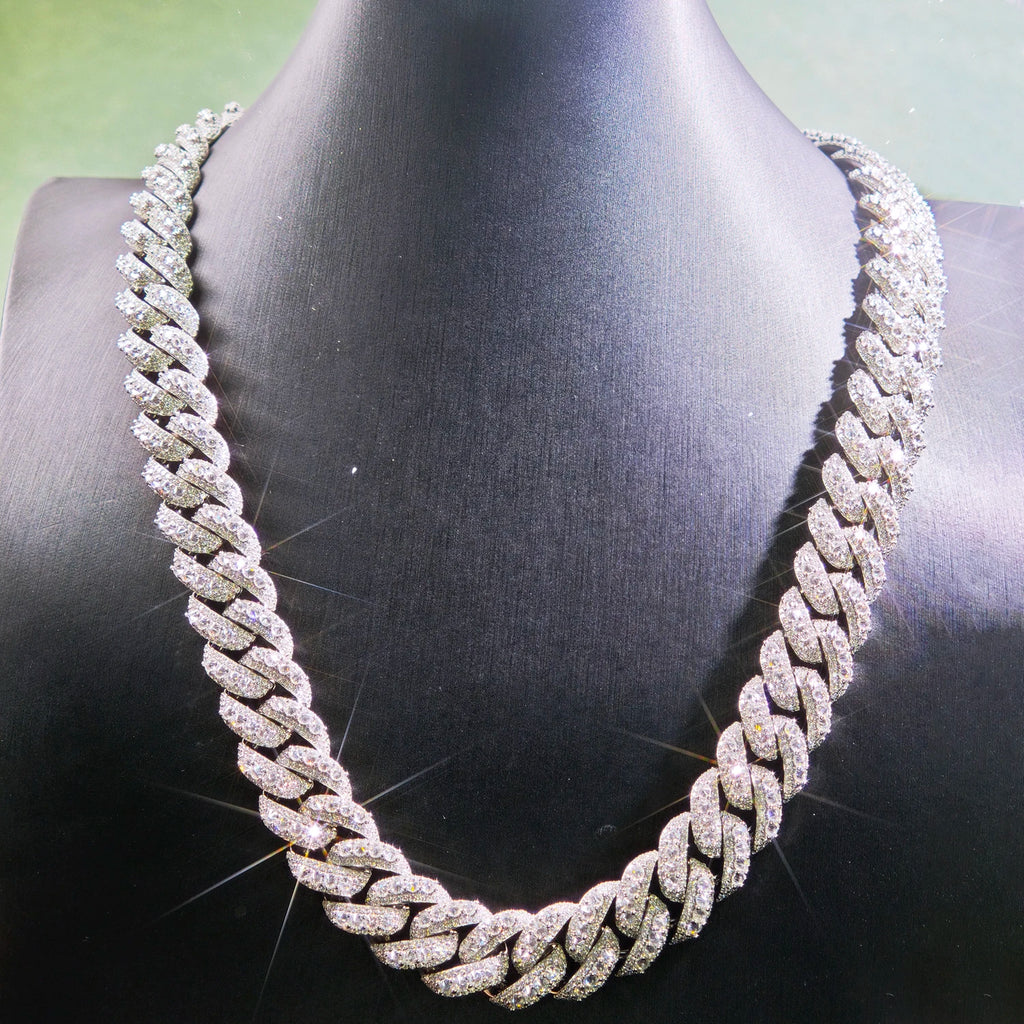 Provence Unique Cuban Necklace Reverse tessellation Moissanite 925 Silver for Men 15mm Streetwear jewelry Cuban chain Gifts