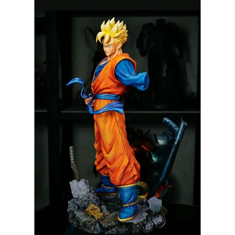 54cm Dragon Ball Figure Son Goku Future Can Emit Light Anime Collectible Model Resin Desktop Decorations Holiday Gifts Kids Toys