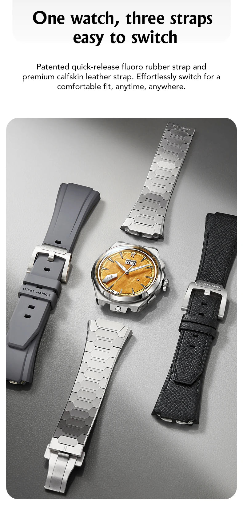 Lucky Harvey Meteorite Pattern Dial Chiming Watches Self-sounding Grade 5 Titanium Alloy Automatic Mens Wristwatch New Limited