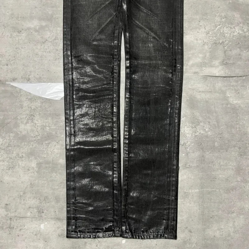 HKSH Autumn New Men Tide Dark Vintage Stylish Damage Waxed Denim Pants Handmade Hole High Street Jeans Straight Chic Ins HK17722