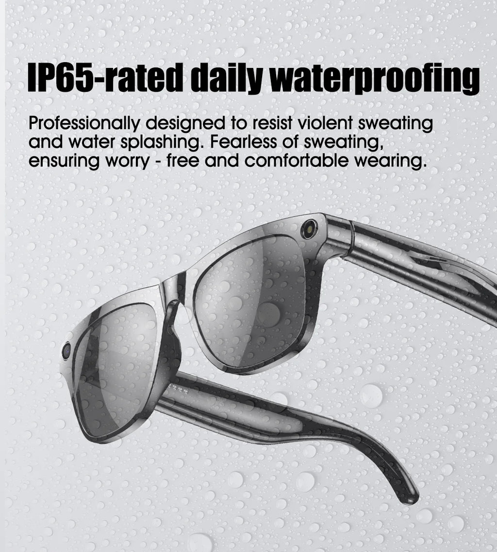Smart Glasses 100W Camera Anti-shake Video Recording Music Control Photo Recognition Bluetooth Call Sports Sunglasses Waterproof