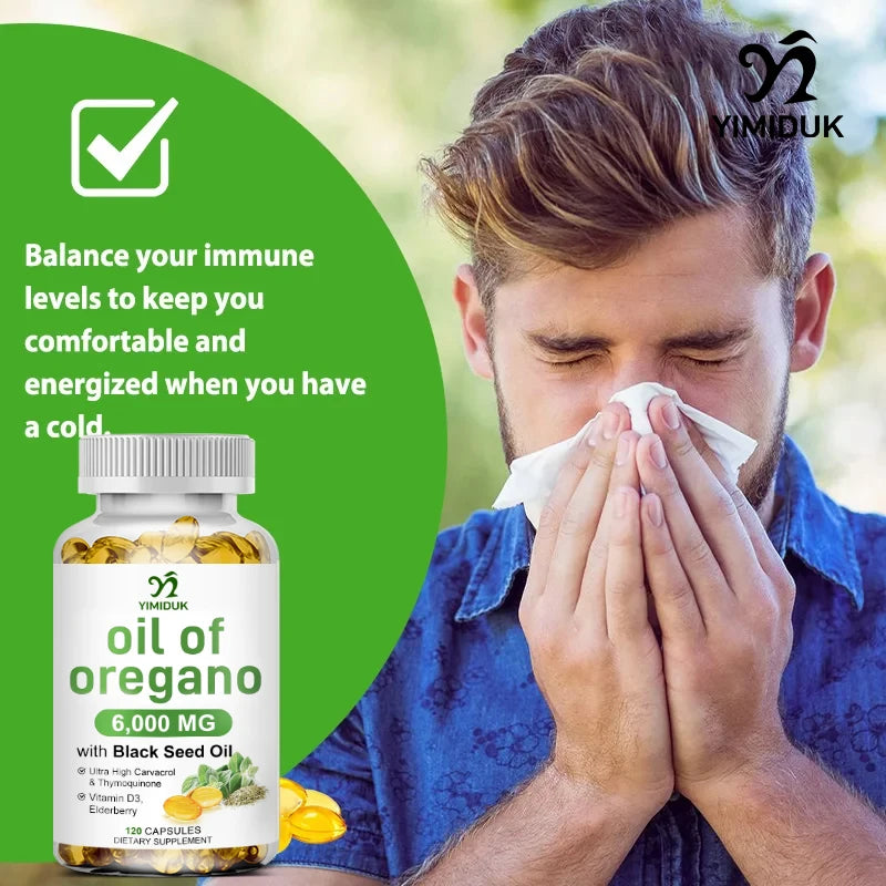 Yimiduk Oregano Oil Extract Softgels - Powerful Herbal Supplement for Immune, Respiratory & Digestive System Support