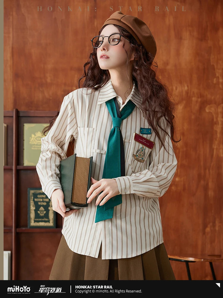 MiHoYo Official Aventurine Fashion Daily Unisex Striped Shirt Cosplay Costumes Casual Long Sleeve Tops Couple Birthday Gifts