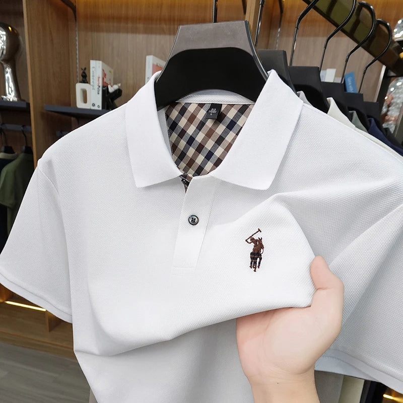 Designer luxury brand short sleeve polo shirt men summer trend striped hot selling Paul embroidery business casual golf T-shirt