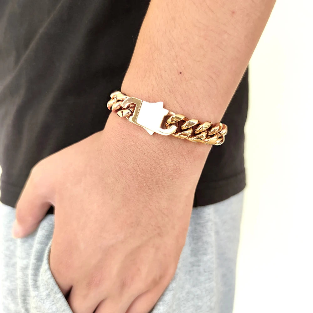8-16mm 316L Stainless Steel Hip Hop Jewelry Curb Miami Cuban Link Chain Necklace Bracelet Gift for Men Women