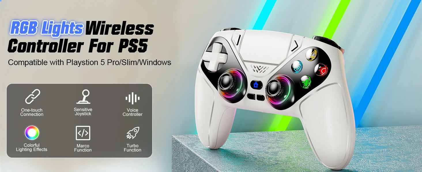 Bluetooth Gamepad For Playstation 5 Wireless Controller PS5 Console Gaming Controller  With Turbo Dual Sense Vibrate Programming