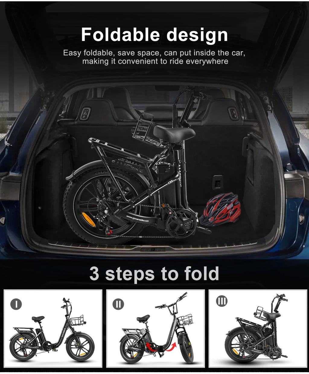 Folding E-bike 500W Brushless Motor 36V13AH Battery Electric Bike Alluminum Alloy All Terrain 20*4Inch Fat Tire Electric Bicycle