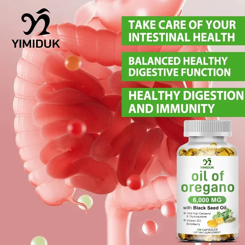Yimiduk Oregano Oil Extract Softgels - Powerful Herbal Supplement for Immune, Respiratory & Digestive System Support