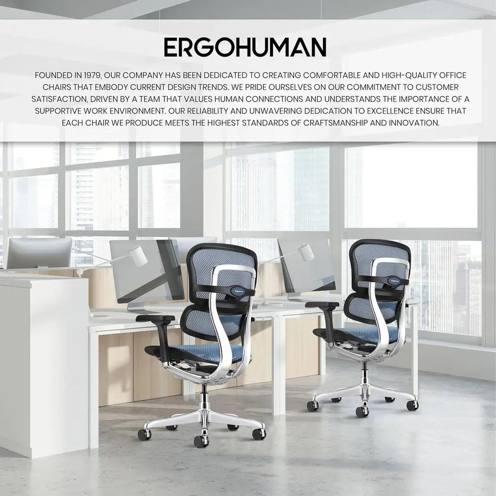 High Back Mesh Office Chair with Tension, Lock, Angle, Height, Synchro, Seat, Arm Adjustments, Blue