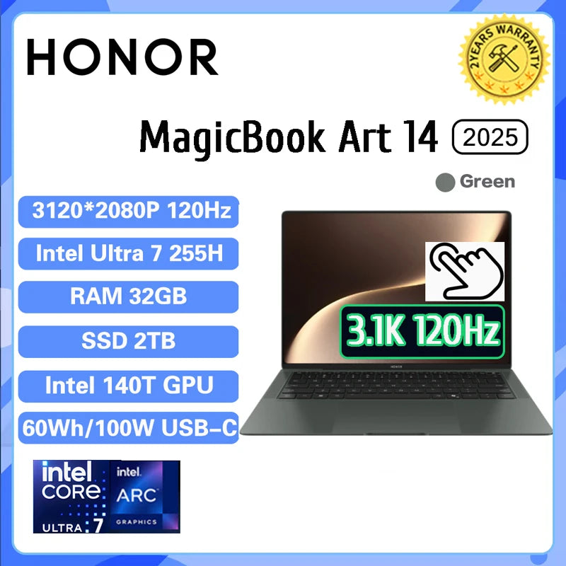 Honor Laptop MagicBook Art 14 2025 14.6-inch OLED touchscreen 2nd Gen Core Ultra5/Ultra7 32GB 1TB/2TB 120Hz 3.1K Laptop