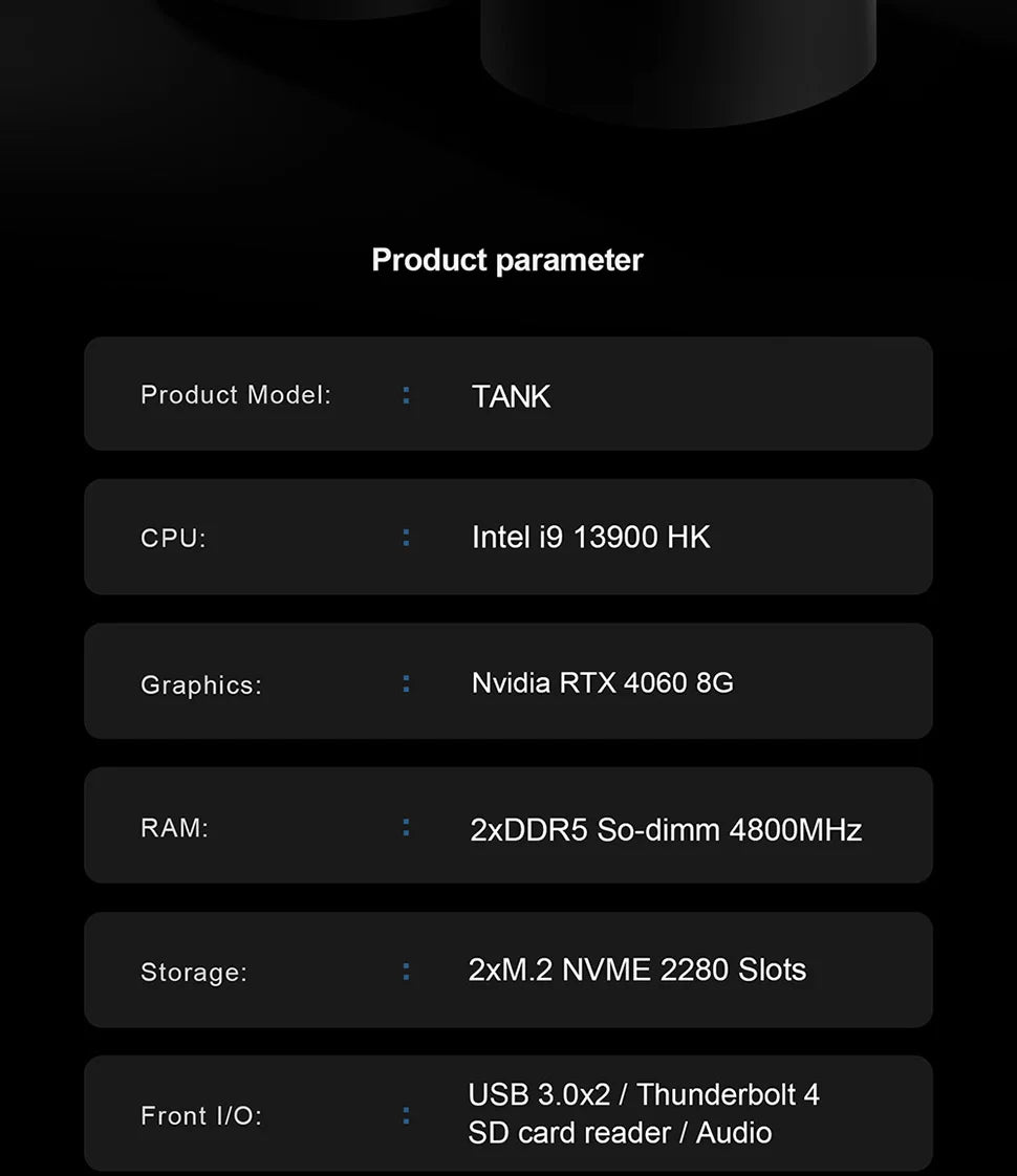 Chatreey TANK Mini PC Intel Core i9 12900H i9 13900HK With Nvidia 4060 8G Gaming Desktop Computer PCIE 4.0 Wifi 6 BT5.0