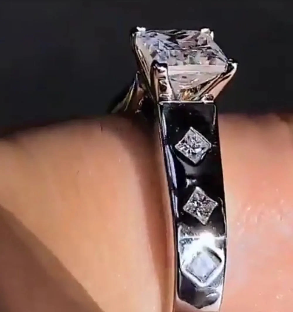 Custom Solid 18K White Gold Women Men Wedding Party Anniversary Engagement Ring 1 2 3 4 5 Ct Princess Moissanite Diamond Ring