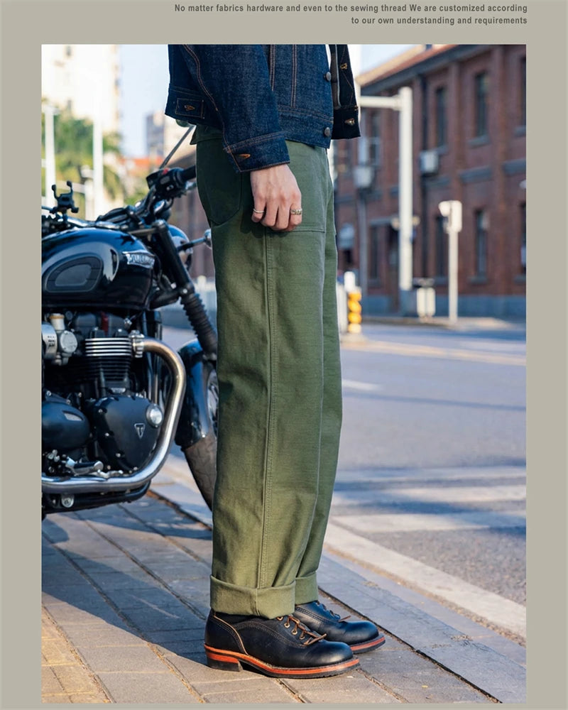Red Tornado 15oz Heavyweight Cotton Sateen OG-107 Fatigue Pants Vintage Military Style Men's Casual Trousers