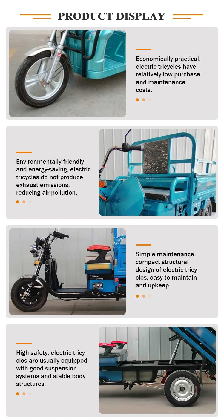 Battery-Powered Three-Wheeler Electric Cargo Bike E-Trike Electric Adult Tricycle