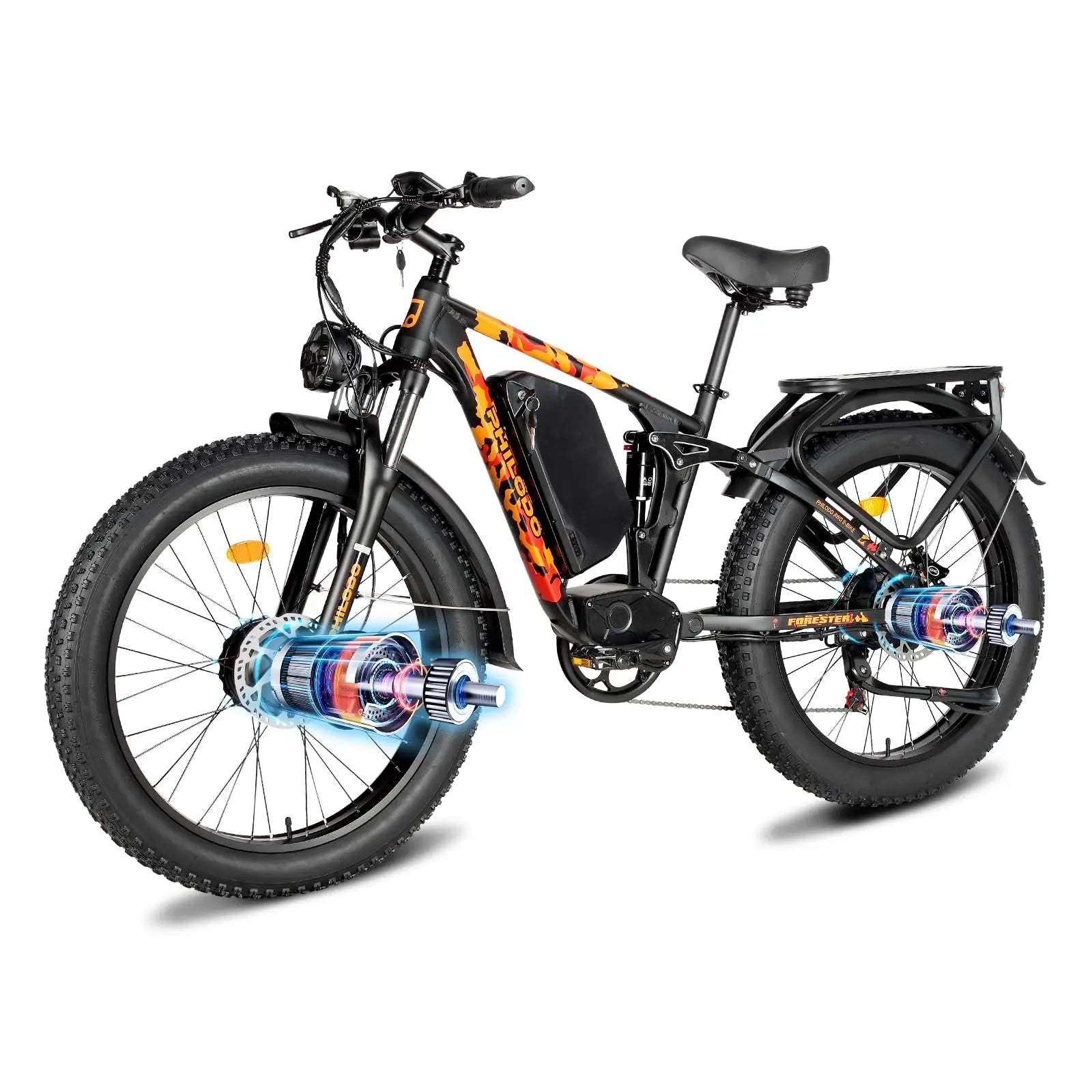 5000w Dual Motor Electric Bicycles, 60V Battery E-Bike with 45 MiIe P-Hour Electric Bike for Adults, 26 Fat Tire Hunting Ebike f