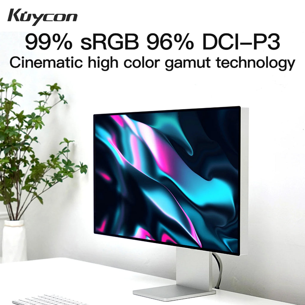 Kuycon P27G Desktop Monitor 27-inch Aluminum Alloy HDMI Adaptive 4K Computer Display With 99%sRGB VESA Adaptable LED LCD Screen